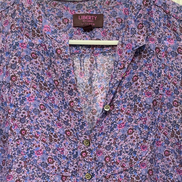 J Crew Liberty blouse thin featherweight fabric purple flower pattern size 2 - Picture 2 of 5